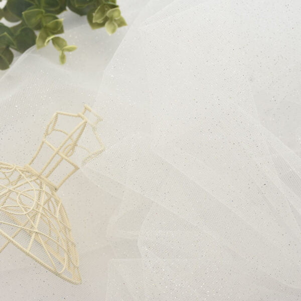 White Glitter Tulle Mesh Fabrics Dress Fabrics - Image 5