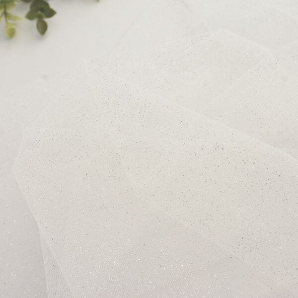 White Glitter Tulle Mesh Fabrics Dress Fabrics - Image 3