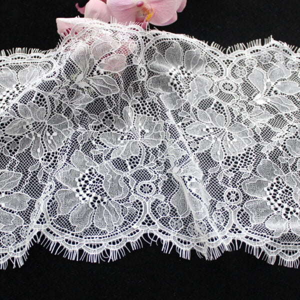 White Wide Eyelash Lace Sewing Lace Fabric Vintage French Flower Lace for Bridal Wedding Sewing DIY - Image 5