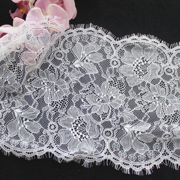 White Wide Eyelash Lace Sewing Lace Fabric Vintage French Flower Lace for Bridal Wedding Sewing DIY - Image 2