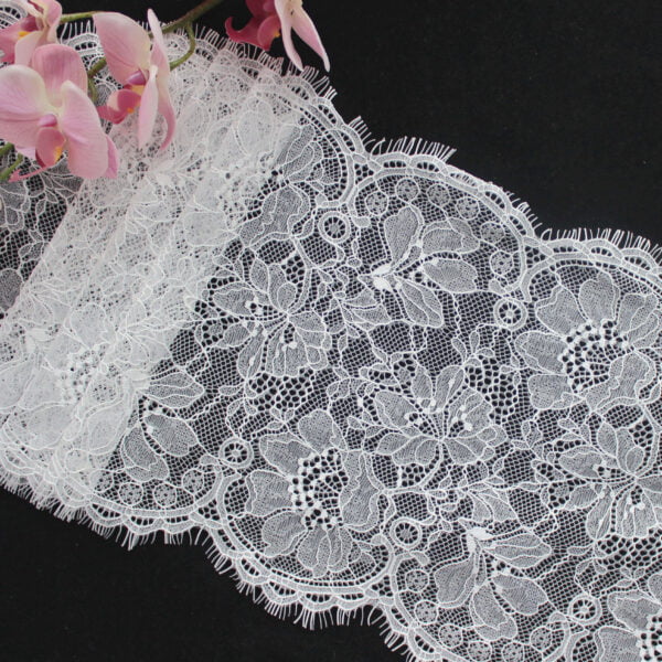 White Wide Eyelash Lace Sewing Lace Fabric Vintage French Flower Lace for Bridal Wedding Sewing DIY