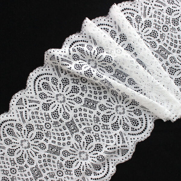 White Stretch Lace High Quality Tricot Lace Trim For Women - Image 3