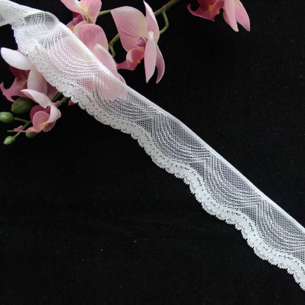 Elastic Narrow Lace Stretch Spandex Nylon Flower Elastic Lace Trim For Lingerie - Image 4