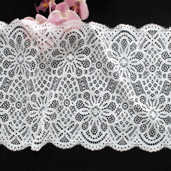 White Stretch Lace High Quality Tricot Lace Trim For Women - Image 2