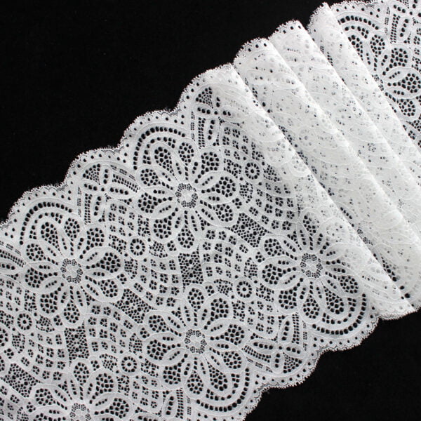 White Stretch Lace High Quality Tricot Lace Trim For Women - Image 5