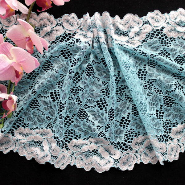 24.3cm Width Two tTone Bicolor Elastic Jacquard Lace Trimming - Image 5